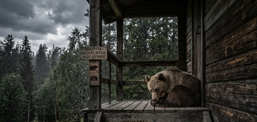 Viral Video: Tiny Bear Cub Seeks Shelter on Porch During Fierce Storm